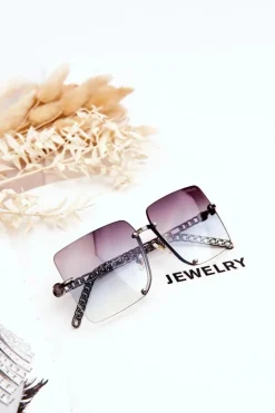 Okulary>PRIUS Kwadratowe Okulary Przeciwsłoneczne V508 Ciemnosrebrne