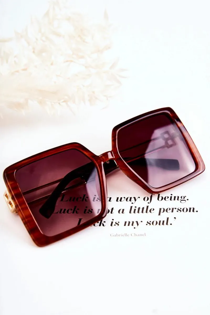 Discount Kwadratowe Okulary Przeciwsłoneczne V130042 Brązowe Okulary