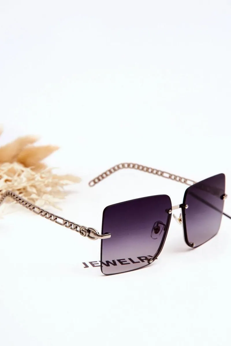 Sale Kwadratowe Okulary Przeciwsłoneczne V508 Srebrno-Czarne Okulary