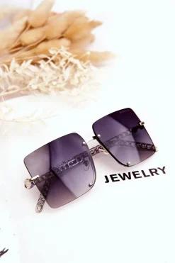 Sale Kwadratowe Okulary Przeciwsłoneczne V508 Srebrno-Czarne Okulary