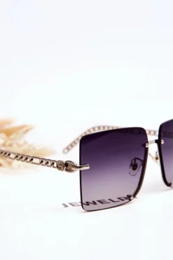 Sale Kwadratowe Okulary Przeciwsłoneczne V508 Srebrno-Czarne Okulary