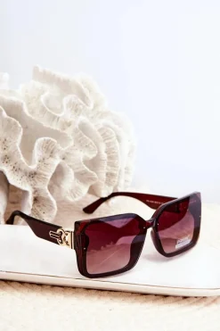 Best Kwadratowe Okulary Przeciwsłoneczne Damskie UV400 Brązowe Okulary