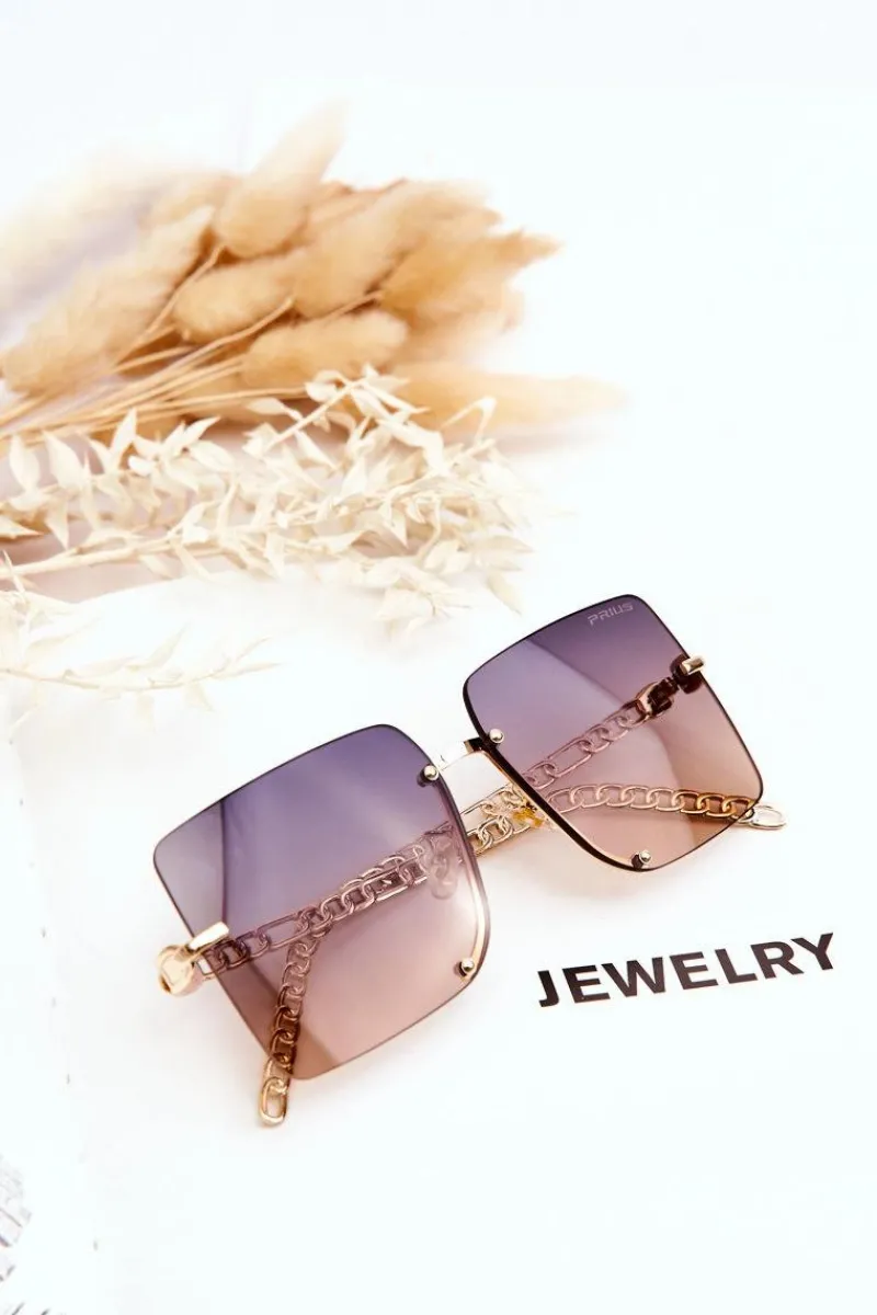 Online PRIUS Kwadratowe Okulary Przeciwsłoneczne V508 Złoto-Niebiesko-Różowe