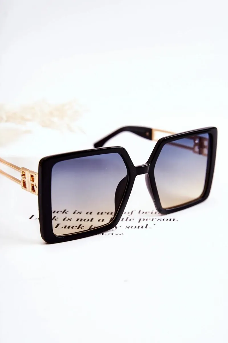 Sale Kwadratowe Okulary Przeciwsłoneczne V130042 Czarne Okulary