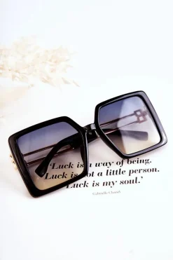 Sale Kwadratowe Okulary Przeciwsłoneczne V130042 Czarne Okulary