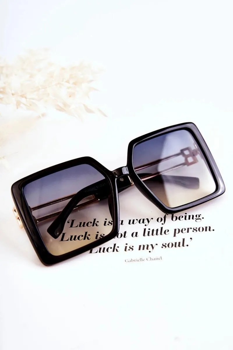 Sale Kwadratowe Okulary Przeciwsłoneczne V130042 Czarne Okulary