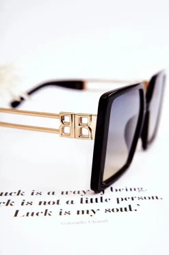 Sale Kwadratowe Okulary Przeciwsłoneczne V130042 Czarne Okulary