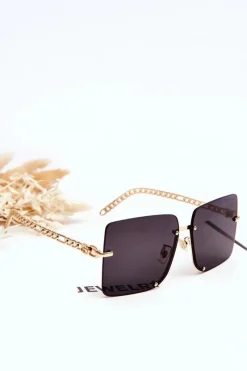Outlet Kwadratowe Okulary Przeciwsłoneczne V508 Złoto-Czarne Okulary