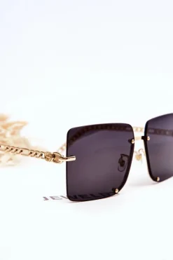 Outlet Kwadratowe Okulary Przeciwsłoneczne V508 Złoto-Czarne Okulary