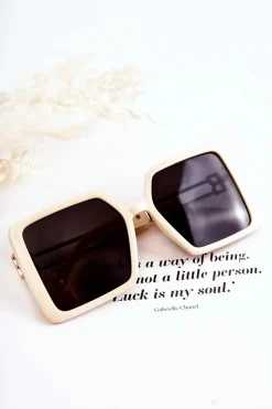 Online Boto Kwadratowe Okulary Przeciwsłoneczne V130042 Jasnobeżowe