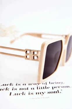 Online Boto Kwadratowe Okulary Przeciwsłoneczne V130042 Jasnobeżowe