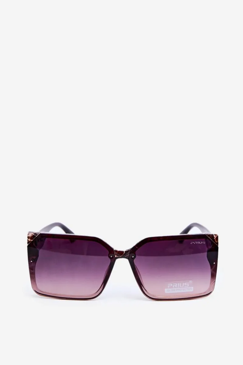 Okulary>PRIUS Kwadratowe Okulary Przeciwsłoneczne Damskie UV400 Brązowe