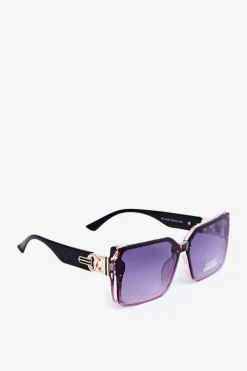 Best PRIUS Kwadratowe Okulary Przeciwsłoneczne Damskie UV400 Brązowo-Różowe