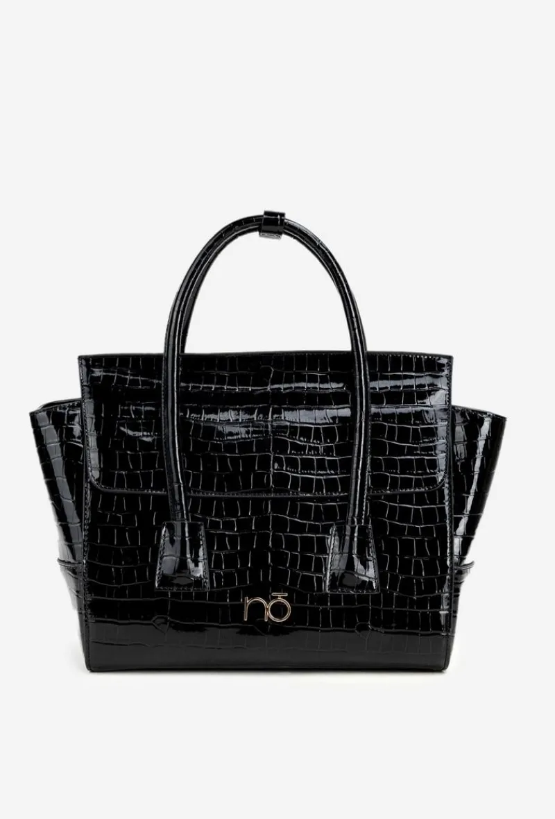Online Lakierowana Torebka Kuferek Z Tłoczeniem BAG5810-M20 Czarna Torebki Nobo|Torebki Kuferki