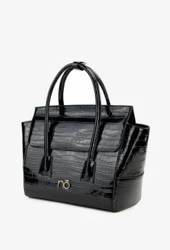 Online Lakierowana Torebka Kuferek Z Tłoczeniem BAG5810-M20 Czarna Torebki Nobo|Torebki Kuferki
