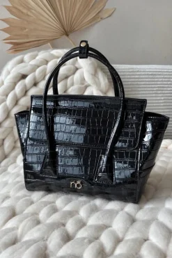 Online Lakierowana Torebka Kuferek Z Tłoczeniem BAG5810-M20 Czarna Torebki Nobo|Torebki Kuferki