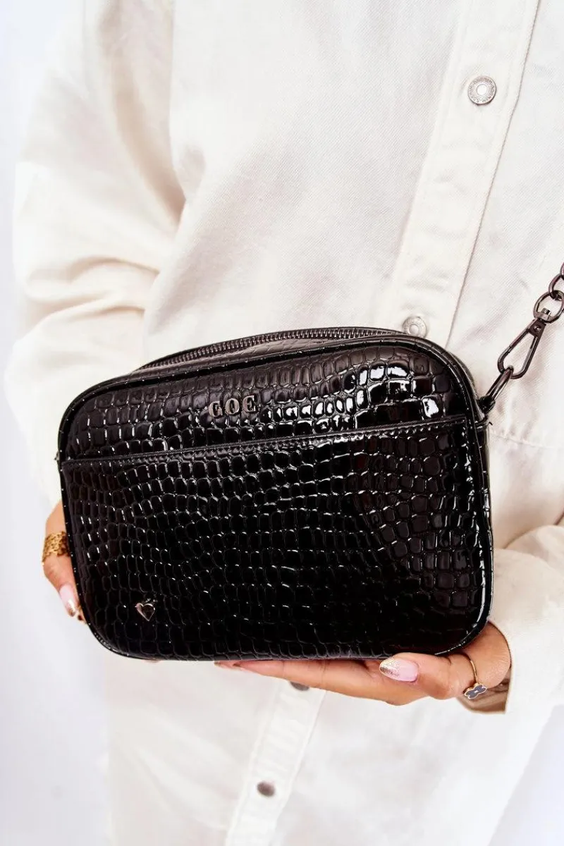 Lakierowana Torebka Listonoszka ZNJ022 Czarna Torebki Klasyczne|Listonoszki