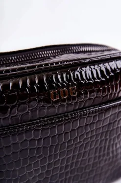 Lakierowana Torebka Listonoszka ZNJ022 Czarna Torebki Klasyczne|Listonoszki