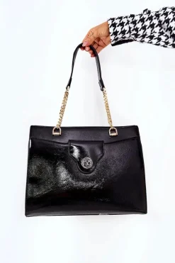 Torebki Nobo|Torebki Klasyczne>Nobo Lakierowana Torebka Na Ramię L1750 Czarna