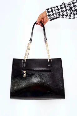 Torebki Nobo|Torebki Klasyczne>Nobo Lakierowana Torebka Na Ramię L1750 Czarna