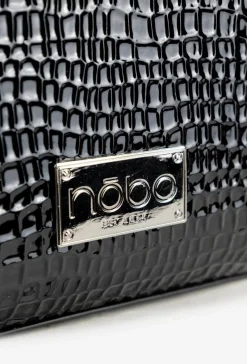 Nobo Lakierowana Torebka Z Tłoczonym Wzorem BAG6150-M20 Czarna