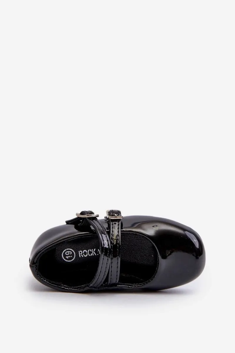 Balerinki Dziecięce>Boto Lakierowane Balerinki Dziecięce Z Paseczkami Czarne Margenis Czarny