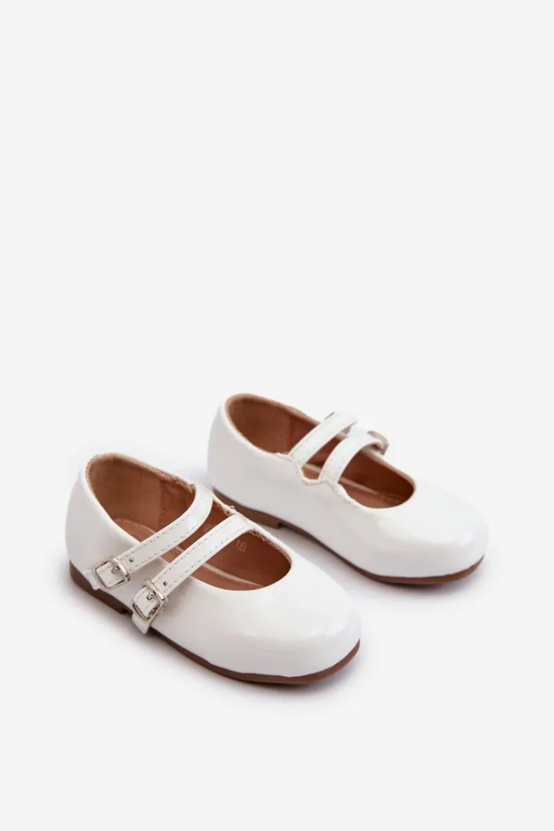 New Lakierowane Balerinki Dziecięce Z Paseczkami Białe Margenis Dzieci Balerinki Dziecięce