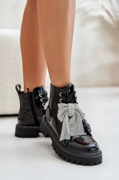 Botki Sznurowane|Czarne Botki><noscript><img width=