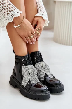 Botki Sznurowane|Czarne Botki><noscript><img width=