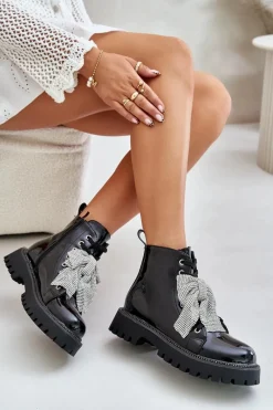 Botki Sznurowane|Czarne Botki><noscript><img width=