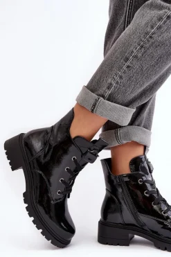 Botki Sznurowane|Czarne Botki><noscript><img width=