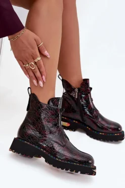 Botki Ocieplane|Botki Skórzane></noscript>Artiker Lakierowane Botki Damskie Z Naturalnej Skóry Ocieplane 57C0165 Bordowe Czerwony