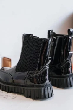 Best Boto Lakierowane Botki Dziecięce Na Suwak Ocieplane Czarne Jolynn