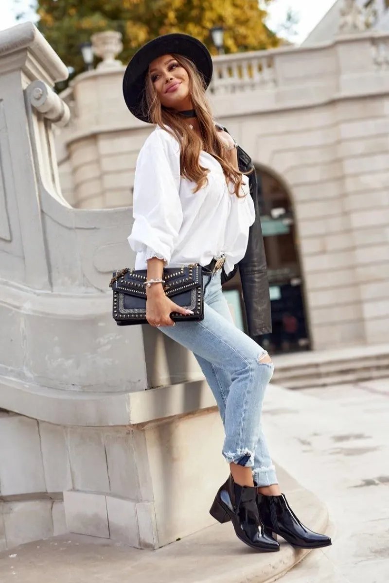 Discount Lakierowane Botki Na Obcasie Sergio Leone BT153 Czarne Damskie Botki Na Słupku|Czarne Botki