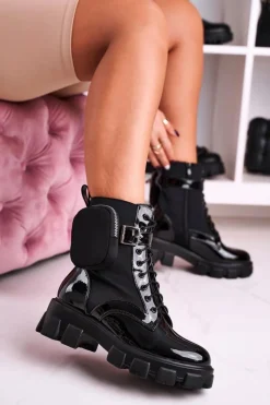 Botki Sznurowane|Czarne Botki><noscript><img width=