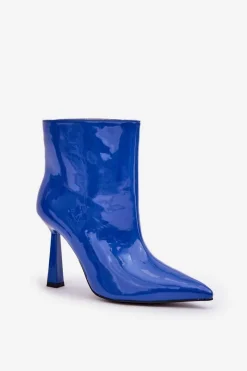 Sale Lakierowane Botki Na Szpice Wsuwane e Seliri Damskie Botki Ocieplane|Botki Na Obcasie