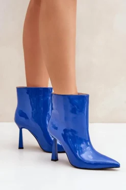 Sale Lakierowane Botki Na Szpice Wsuwane e Seliri Damskie Botki Ocieplane|Botki Na Obcasie