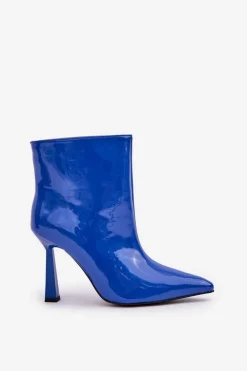 Sale Lakierowane Botki Na Szpice Wsuwane e Seliri Damskie Botki Ocieplane|Botki Na Obcasie