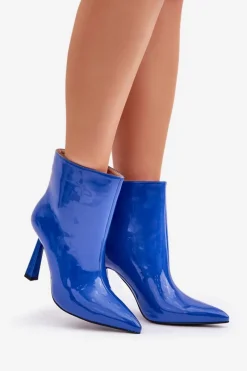 Sale Lakierowane Botki Na Szpice Wsuwane e Seliri Damskie Botki Ocieplane|Botki Na Obcasie