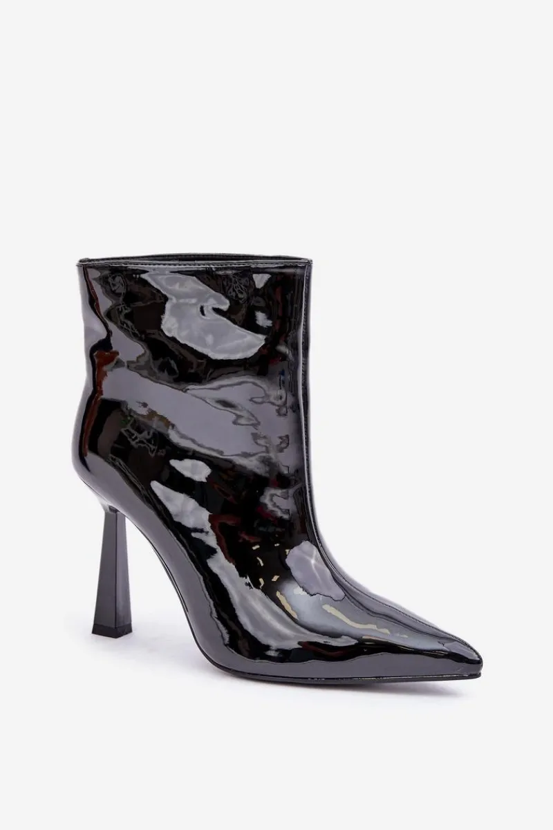 Botki Ocieplane|Botki Na Obcasie>Boto Lakierowane Botki Na Szpice Wsuwane Czarne Seliri Czarny