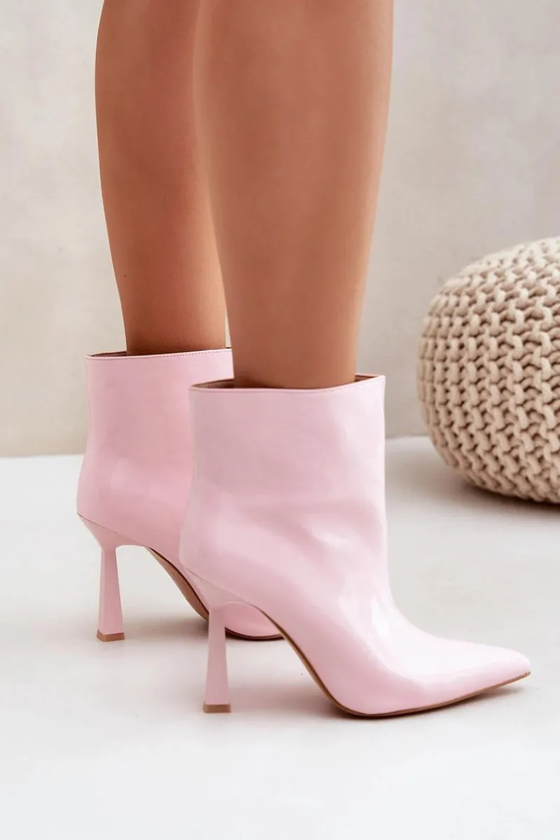 Botki Ocieplane|Botki Na Obcasie>Boto Lakierowane Botki Na Szpice Wsuwane Jasnoróżowe Seliri Różowy