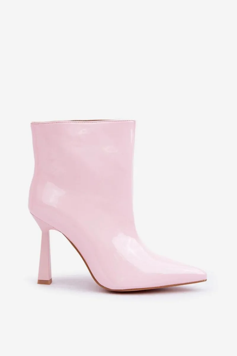 Botki Ocieplane|Botki Na Obcasie>Boto Lakierowane Botki Na Szpice Wsuwane Jasnoróżowe Seliri Różowy