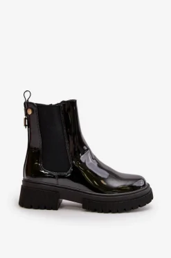 Best Boto Lakierowane Botki Sztyblety Na Zamek Ocieplane Czarne Groesta