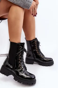 Botki Sznurowane|Czarne Botki><noscript><img width=