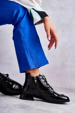 Czarne Botki|Botki Zimowe Damskie><noscript><img width=