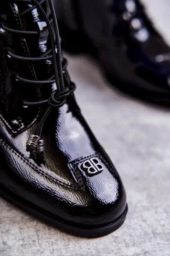 Czarne Botki|Botki Zimowe Damskie><noscript><img width=