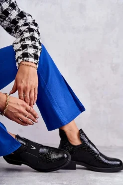 Lakierowane Botki Z Wycięciami Na Płaskim Obcasie Czarne Eunice Damskie Czarne Botki|Botki Zimowe Damskie