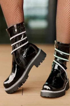 Botki Ocieplane|Czarne Botki>Boto Lakierowane Botki Ze Zdobieniem Czarne Kikizelle