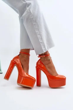 Discount Lakierowane Czółenka Na Masywnej Platformie I Słupku Pomarańczowe Ninames Damskie Czółenka Na Platformie|Czółenka Na Słupku