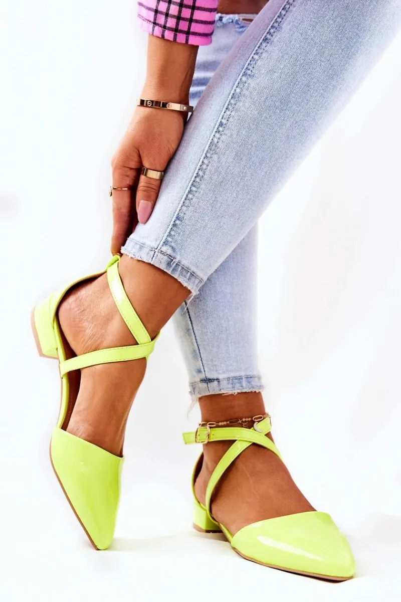 Online Boto Lakierowane Czółenka Na Niskim Obcasie Neonowy Żółty Giovanna